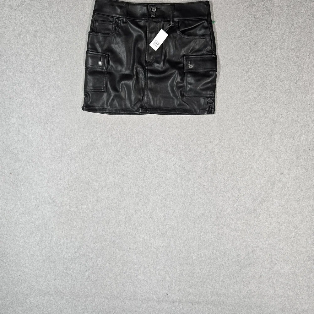 GAP Girls Skirt 14 (13-14Y) Black Mini Faux Leather Skater Grunge NWT